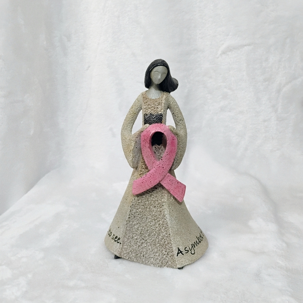 Breast Cancer Art Stone By Carson Figurine Pink Ribbon Inspirational 7" Statue B